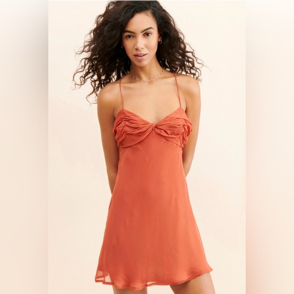 ANTHROPOLOGIE Twist-Front Slip Mini Dress-Size 8 New with Tags - Picture 2 of 13